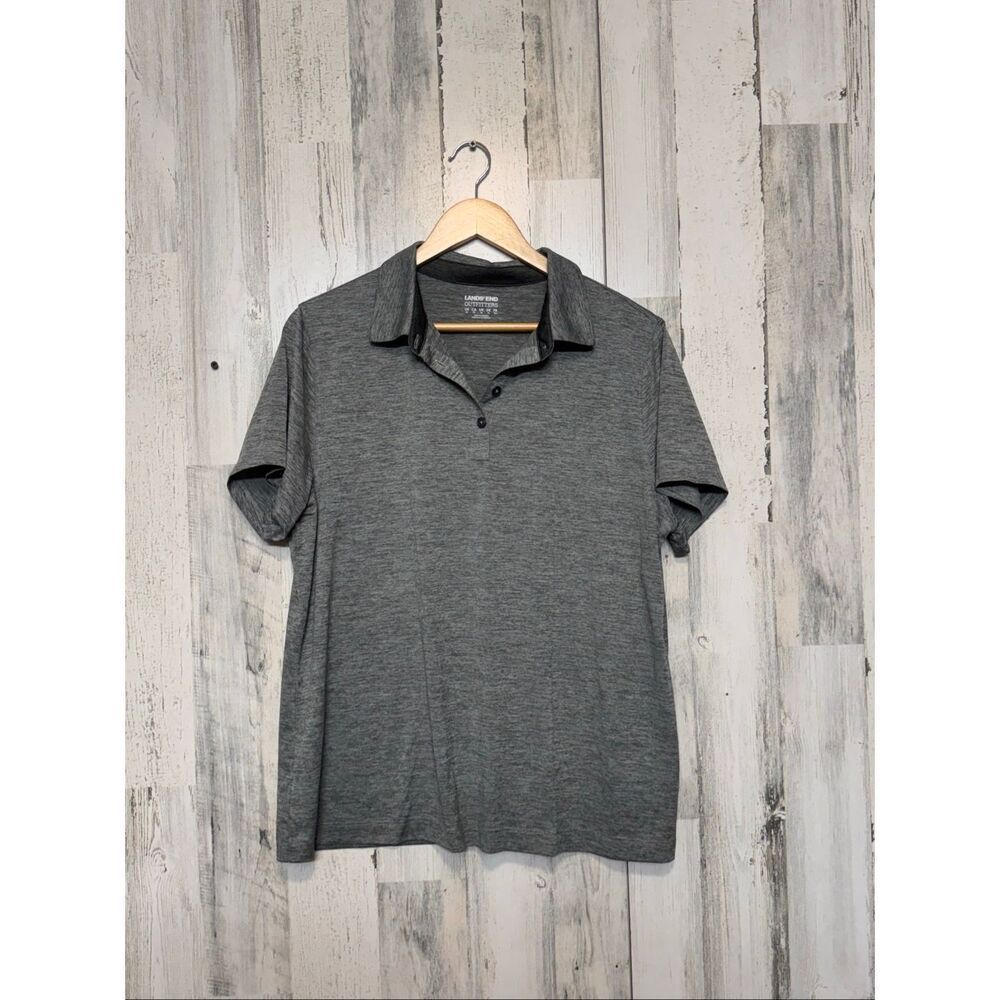 Lands’ End Outfitters Gray Performance Polo Shirt Men’s XL Short Sleeve Golf Cas